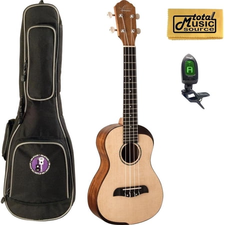 Oscar Schmidt OU500C Comfort Series Concert Ukulele, Spruce Top w/Padded Gigbag,Tuner & PC, OU500C PACK