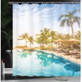 thumbnail image 4 of Ambesonne Landscape Shower Curtain, Poolside Exotic Island, 69"Wx70"L, Multicolor, 4 of 5