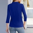 thumbnail image 4 of Qwertyu Polo Shirts Women Women's 3/4 Sleeve Shirts Collared V Neck Half Sleeve Work Shirt Blue L, 4 of 5