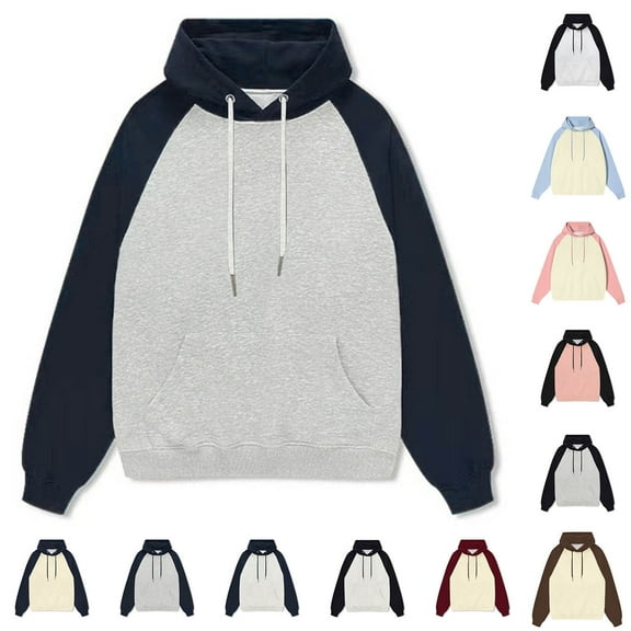 ZRGHAOYLQ Color Block Sweatshirt Men Big and Tall Long Sleeve Hoodies Plus Size Drawstring Hooded Sweatshirts with Kangaroo Pocket Oversizesd Drop Shoulder Pullover Hoodie Beige L