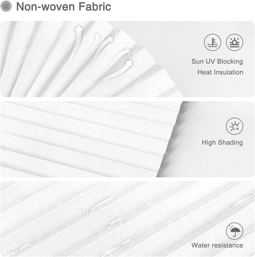 NOGIS 2Pcs Temporary Window Blinds, Pleated Window Shades Cordless Fabric Shades Light Filtering Fabric Blinds for Windows,Easy to Cut and Install - 35.4*70.8inch