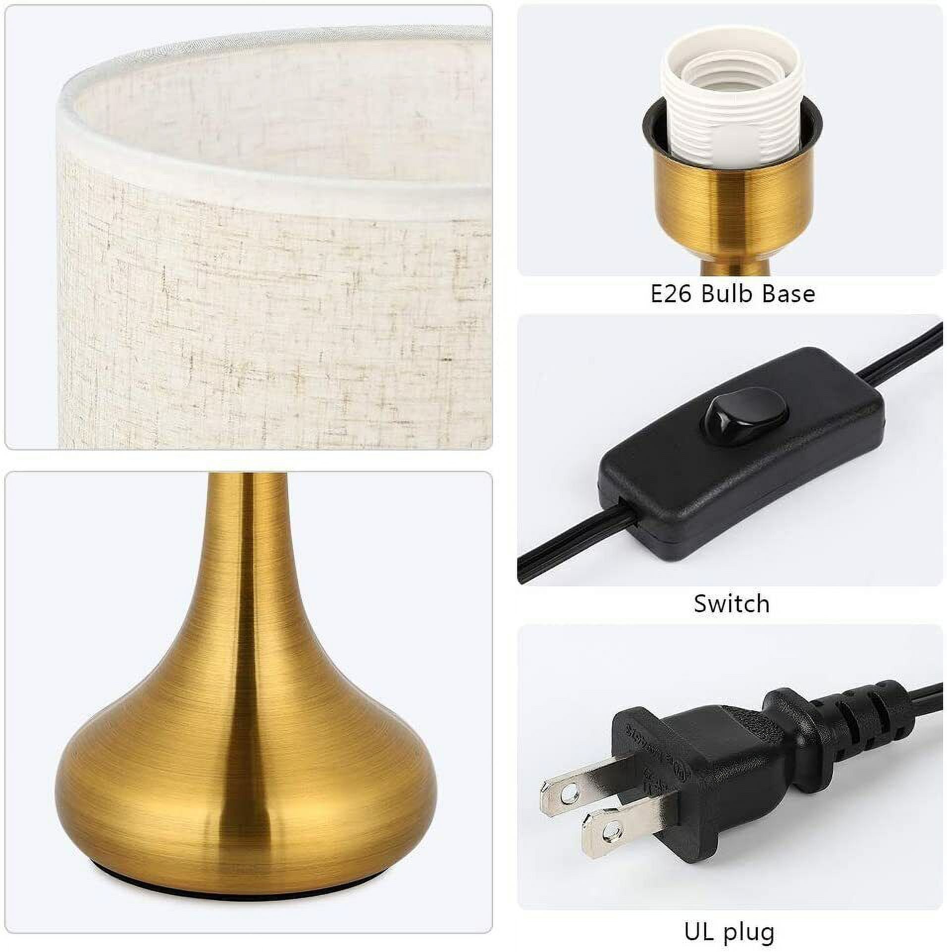 Set of 2 Gold Table Lamp Bedside Desk Light Nightstand Reading Lamp Modern Decor