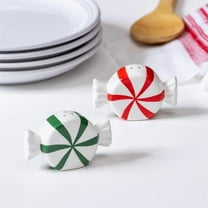 Baking Spirits Bright Salt & Pepper Shakers Ceramic Peppermint Candy, Set