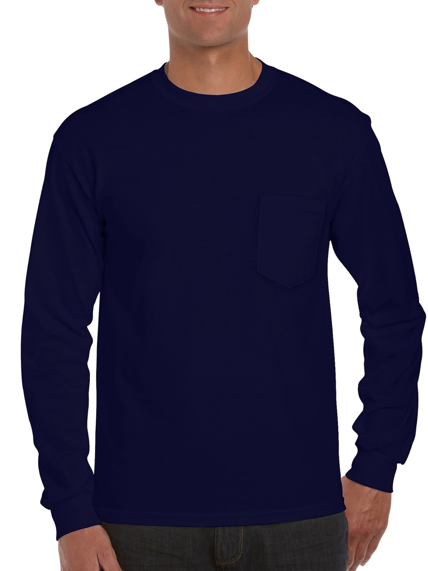 Gildan Men S Ultra Cotton Classic Long Sleeve Pocket T Shirt Walmart Com