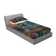 thumbnail image 2 of Ambesonne Fall Fitted Sheet & Pillow Sham Set, Forest River Autumn, Twin, Brown and Red, 2 of 2