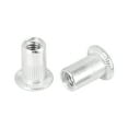 thumbnail image 4 of 110 Pcs M4 Silver Tone Aluminum Alloy Car Auto Flat Head Rivet Nut Threaded Insert, 4 of 6