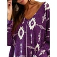 thumbnail image 3 of DYMADE Women Plus Size Loose V-Neck Long Sleeve Printed Blouse Top, 3 of 4