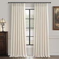 thumbnail image 1 of Cortinas plisadas de lino semitransparente de 230 cm de largo, color beige, 2 paneles, 1 of 7