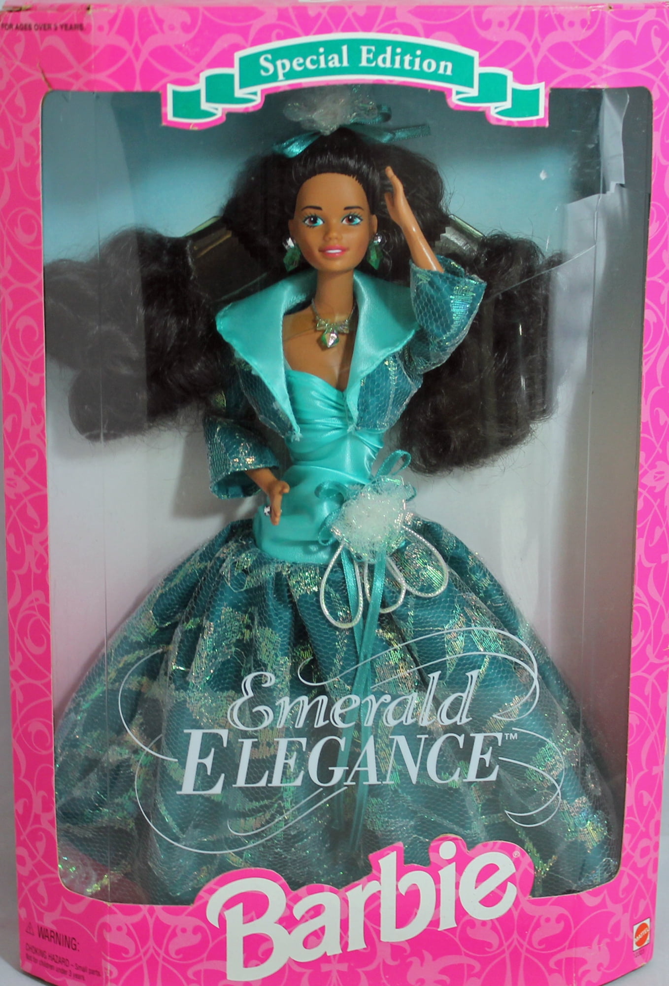 1994 Emerald Elegance Barbie, NRFB, (12323) Non-Mint Box Brunette 