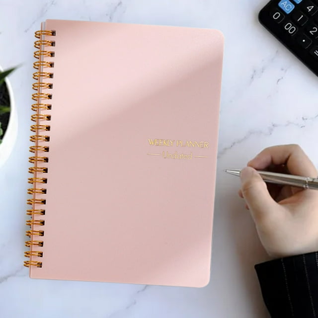 Cuaderno planificador semanal A5 | Diario de tapa dura con espiral y líneas para notas semanales y planificación diaria | Agenda de 52 semanas | Agenda portátil autocompletable para el trabajo, l