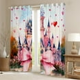 thumbnail image 2 of Homewish Kids Princess Castle Curtains Pack of 2 (42x84 Each), Pink Watercolor Bowknot Curtains Blackout, Oil Printing Bedroom Curtains, Blackout Curtains Decor, 2 of 6