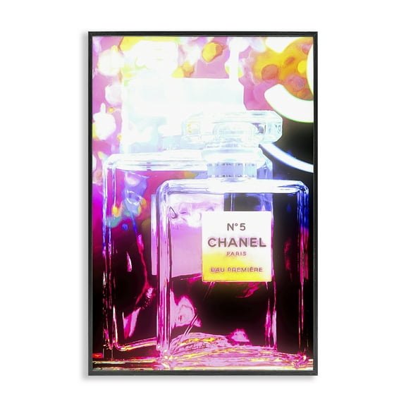 Stupell Industries Pretty In Pink Perfume Fashion Painting Black Framed Art Print Wall Art, 12 x 18