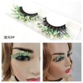thumbnail image 1 of Zhuge par de pestañas postizas con purpurina y lentejuelas de colores, pestañas postizas de visón esponjoso con color para cosplay, maquillaje de escenario (estilo brillante, Q-09), 1 of 3