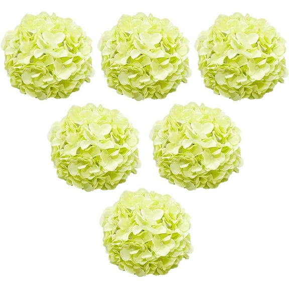 Artificial Flowers Large Silk Hydrangea Heads with Stems 90 Petals Fake Flowers for Wedding Home Party Shop Baby Shower Decor Pack of 6 (White)