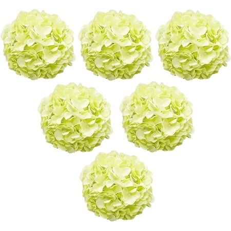 Artificial Flowers Large Silk Hydrangea Heads with Stems 90 Petals Fake Flowers for Wedding Home Party Shop Baby Shower Decor Pack of 6 (White)