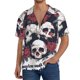 thumbnail image 1 of Fotbe Gothic Skulls And Roses Camisa Estampada de Manga Corta para Hombre, Casual de Verano, Estilo Playero, Sin Arrugas-Large, 1 of 5
