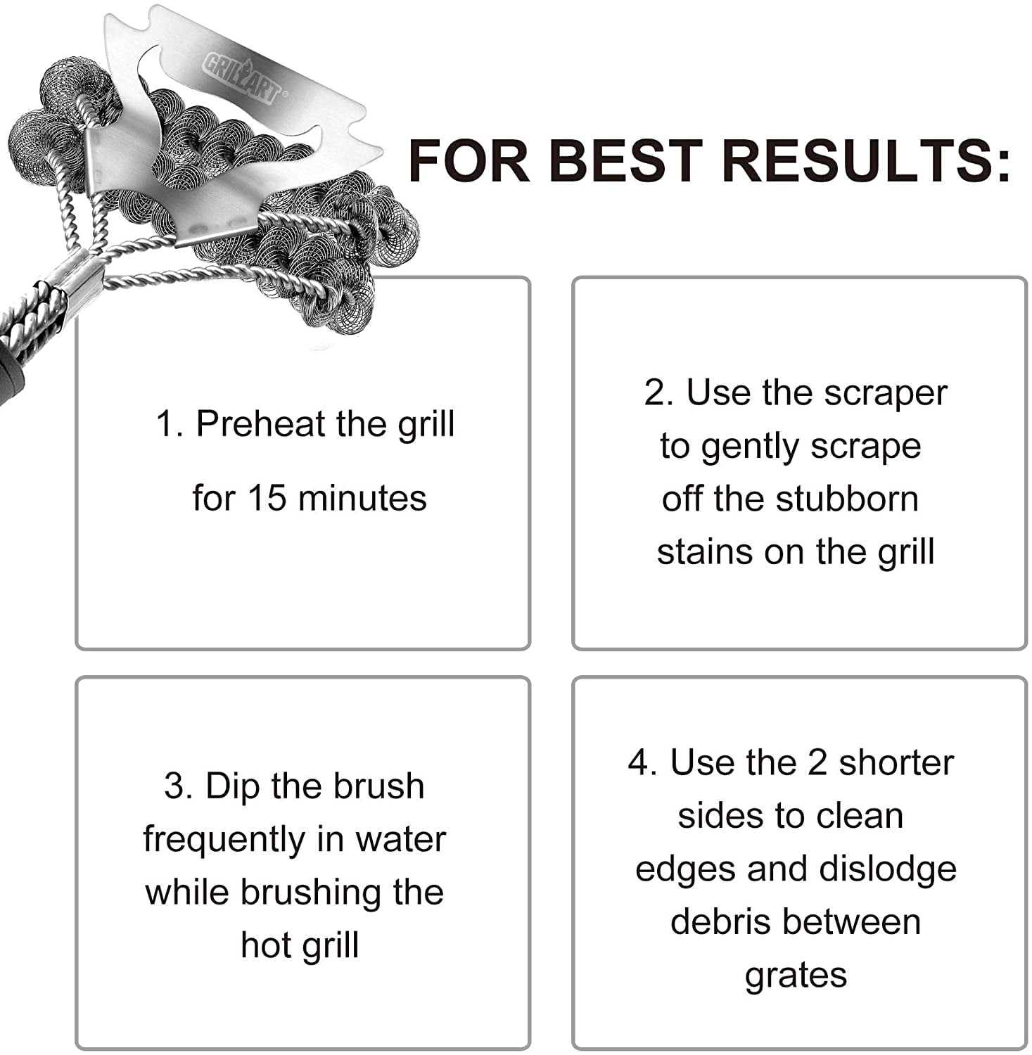 GRILLART Grill Brush Bristle Free & Wire Combined BBQ Brush - Safe & E –  GRILLART U.S. by Weetiee