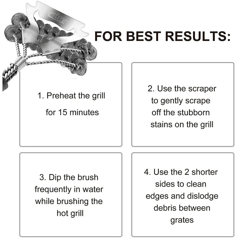 BBQ Grill Brush Bristle Free for Outdoor Grill, Grill Accessories with  Replaceable Grill Brush Head, TH-2218 Grate Cleaner,BBQ Cleaning  Brush,Grill