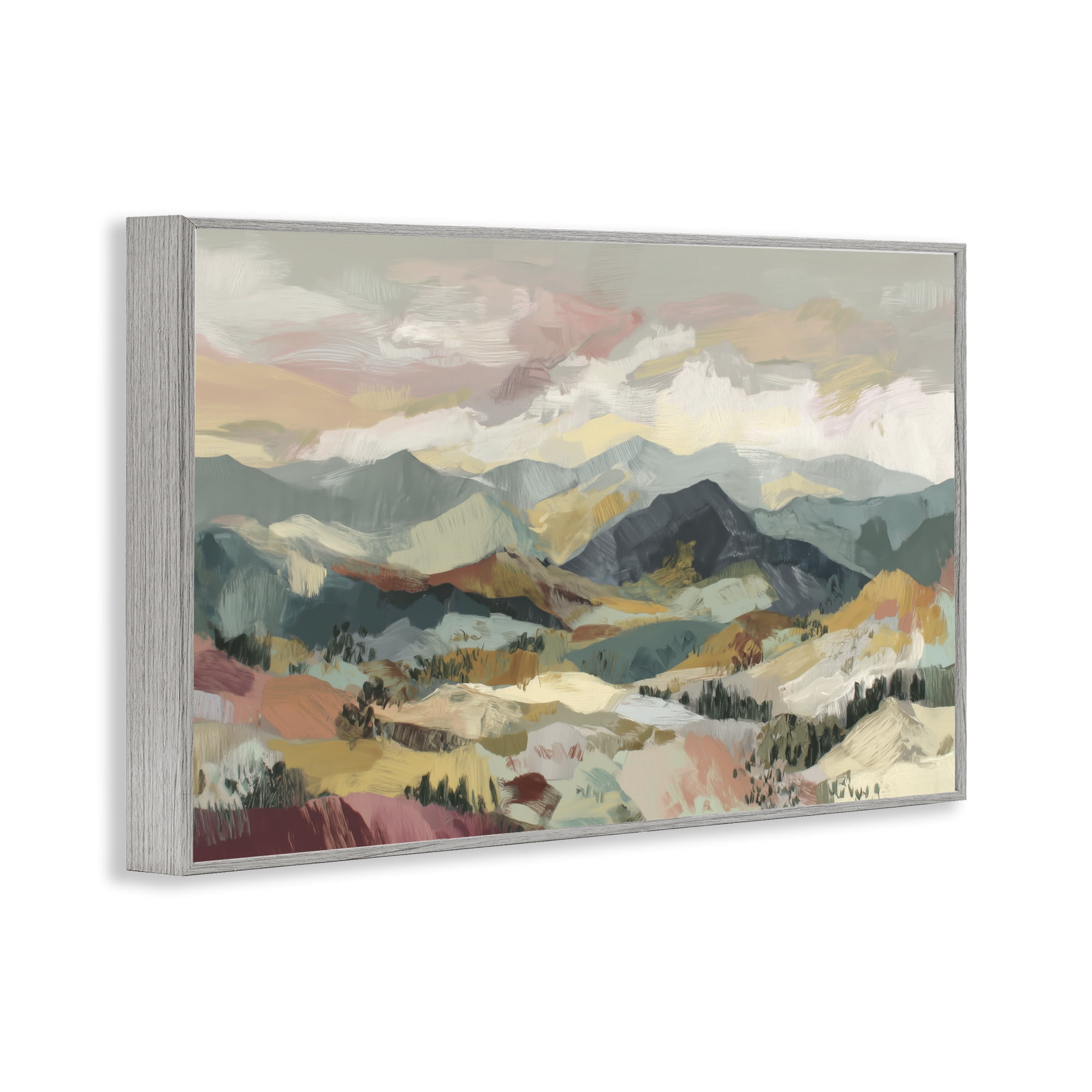 Stupell Industries Mountain Valley Vista Gray Framed Giclee Art, design by Chromatic Storm Studio