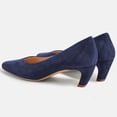 thumbnail image 3 of FSJ Women Comfortable Sturdy kitten Low Heels Pumps Slip On Almond Closed Toe Office Work Wedding Casual Dressy Shoes Size 8 Blue, 3 of 4