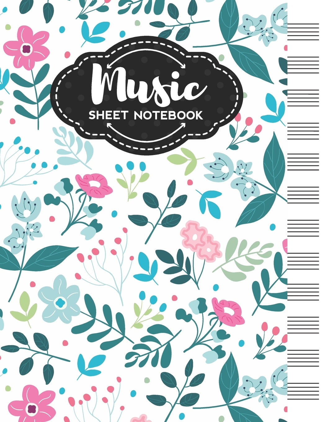 Music Sheet Notebook Blank Staff Manuscript Paper with Unique Floral