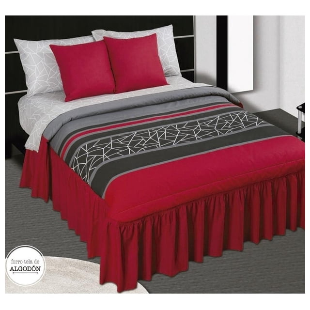 Edrecolcha King Size Geometrico 50%algodon Rojo/gris Elefantito E21499