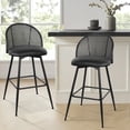 thumbnail image 2 of ANMINY Swivel Rattan Bar Stools, 29" Counter Height Set of 4, Upholstered Chairs Barstools with Full Back and Metal Legs Modern PU Fabric Seat for Kitchen Island, 2 of 11