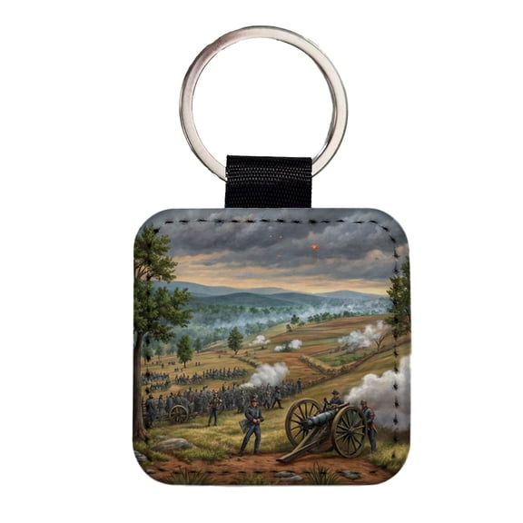 The Civil War Gettysburg Faux Leather Square Keychain