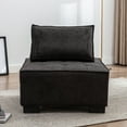 thumbnail image 3 of uhomepro Modern Accent Chair with Pillow, Upholstered Armless Living Room Sofa Chair with Wood Legs, Soft Seat, Comfy Ottoman for Relaxing, Reading and Watching TV, Black, 3 of 13
