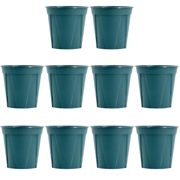 10PCS Thick Plastic Flower Pots Round Green Dill Planter for Home Office or Garden Decoration
