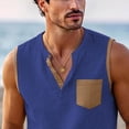 thumbnail image 6 of Lmueinov Mens Linen Henley Tank Top, Sleeveless Summer Beach Shirts Cotton Linen Vest, Lightweight Relaxed Fit, S-2XL, 6 of 6