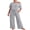 02-C-Light Gray, variant on Women's 2 Piece Pajama Set Off-Shoulder Short Sleeve Top And Wide Leg Lounge Pants Soft Cozy Sleepwear Loungewear Light Gray L