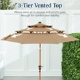 thumbnail image 4 of Best Choice Products Woodgrain Pattern 10ft 3-Tier Solar Patio Umbrella w/ 24 LED Lights, Tilt - Tan, 4 of 8