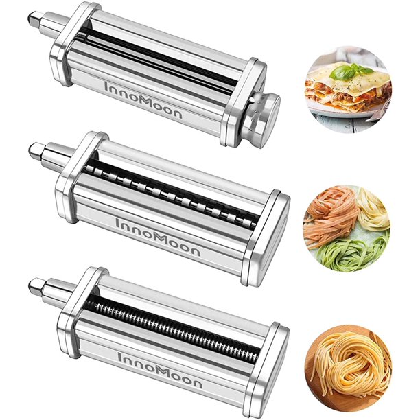 InnoMoon 3Piece Pasta Roller & Cutters Attachments Set for KitchenAid Stand Mixers, Included