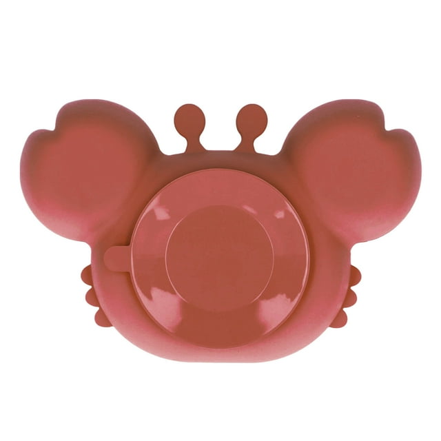 Assiette à Succion, Assiette pour Bébé en Silicone Auto-Alimentation Type Crabe, Assiette Compartimentée Compatible Micro-Ondes et Lave-Vaisselle avec Base à Ventouse pour Tout-Petits et Enfants, la Plupart des Plateaux de Chaises Hautes