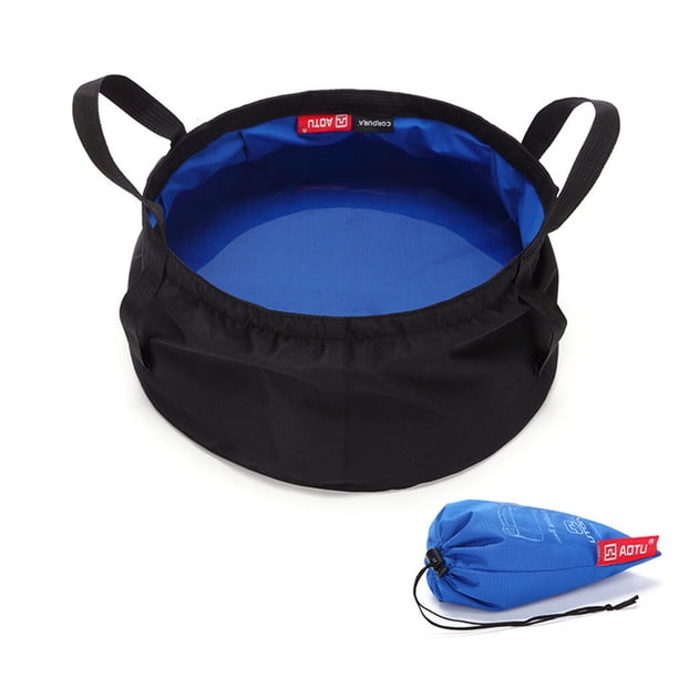 Wosthever Cubo de agua al aire libre 8.5L Senderismo Bolsa de lavabo plegable portátil Pesca Contenedor de reutilizable con asa carpas Azul