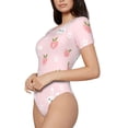 thumbnail image 2 of Fotbe Rabbit And Peach Women's Crew Neck Short Sleeves Bodysuit Tops Round Neck Slim Sleeveless Soft Comfortable Basic-X-Large, 2 of 9