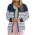 thumbnail image 2 of Women's Button Down Cardigan Sweaters Long Sleeve Graphic Printed Soft Cotton Casual Fall Spring Outerwear (2XL, Navy 02), 2 of 5