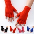 thumbnail image 4 of Opolski 1 Pair Half Finger Gloves Warm Stretchable Acrylic Fiber Comfortable Soft Fingerless Gloves for Women, 4 of 8