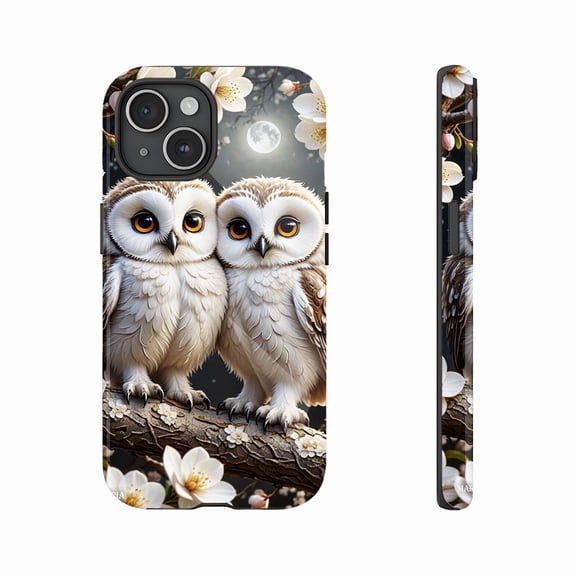 Cute Owl Phone Case with Charming Blossom Design for Couples & Valentine's Day - Compatible with iPhone 11/12/13/14/15/16 (Pro Max/Plus)