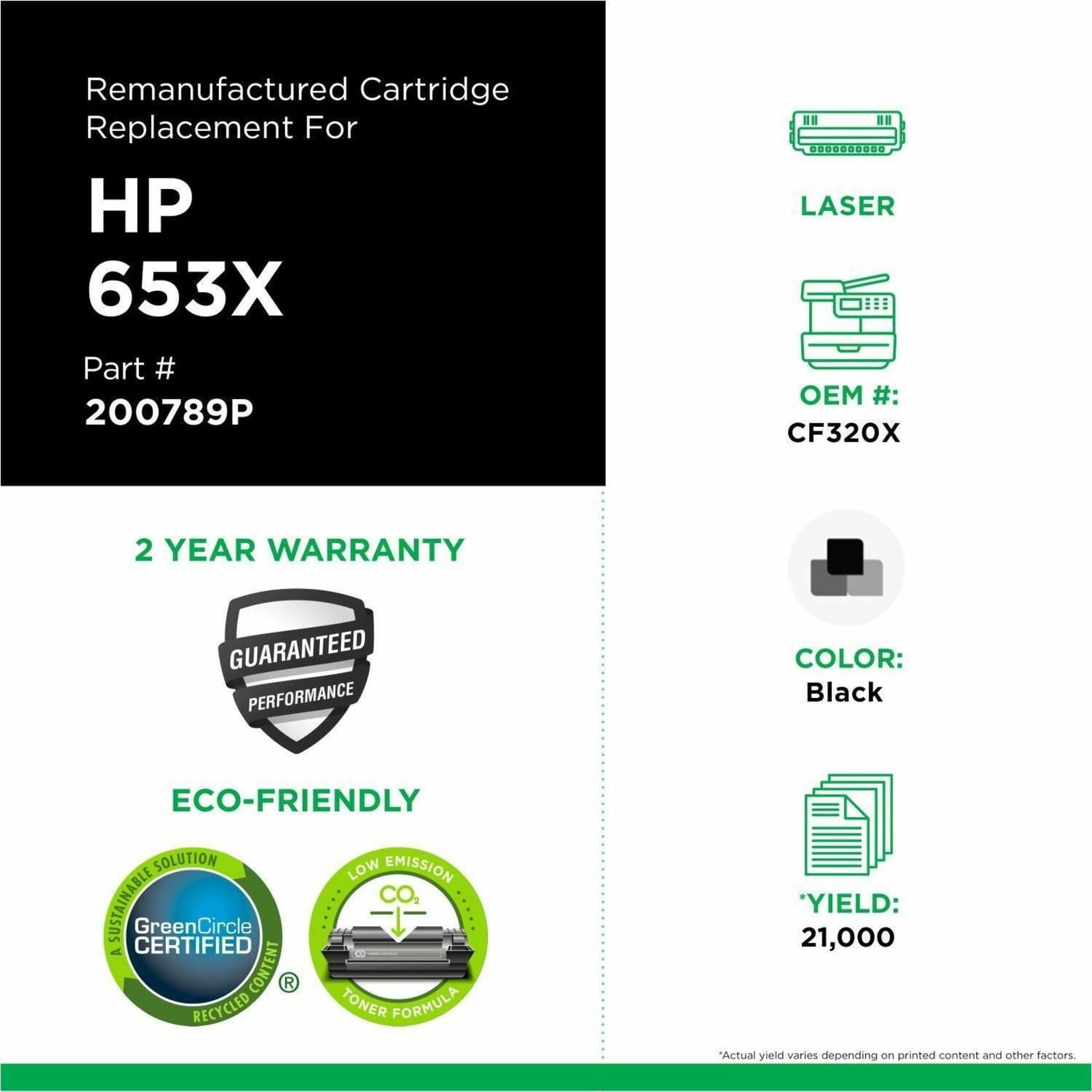 Remanufactured Clover Imaging High Yield Black Toner Cartridge for CF320X ( 653X)