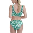 thumbnail image 5 of High Waisted Bikini Sets For Women, Green Doodle Pattern Swimsuits Tummy Control, Two Pieces Bathing Suit, 5 of 8
