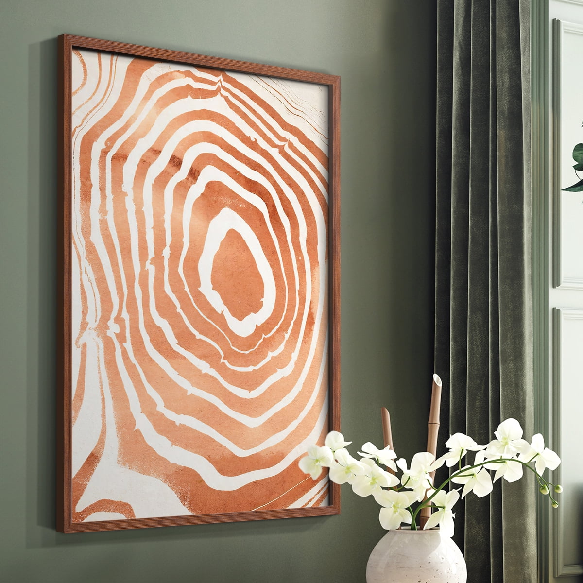 Wood Grain Suminagashi III Framed Print - Solid Wood in Single Picture Frame Solid Wood 2 Framed Print