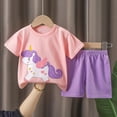 thumbnail image 2 of NIEWTR Toddler Baby Girl Outfit Newborn Girl Summer Clothes Short Sleeve T Shirt Crewneck Top Set Elastic Waist Shorts for 6 12 18 24 Month 3T 4T 5T 6T(Z3-Pink,2-3 Years), 2 of 4
