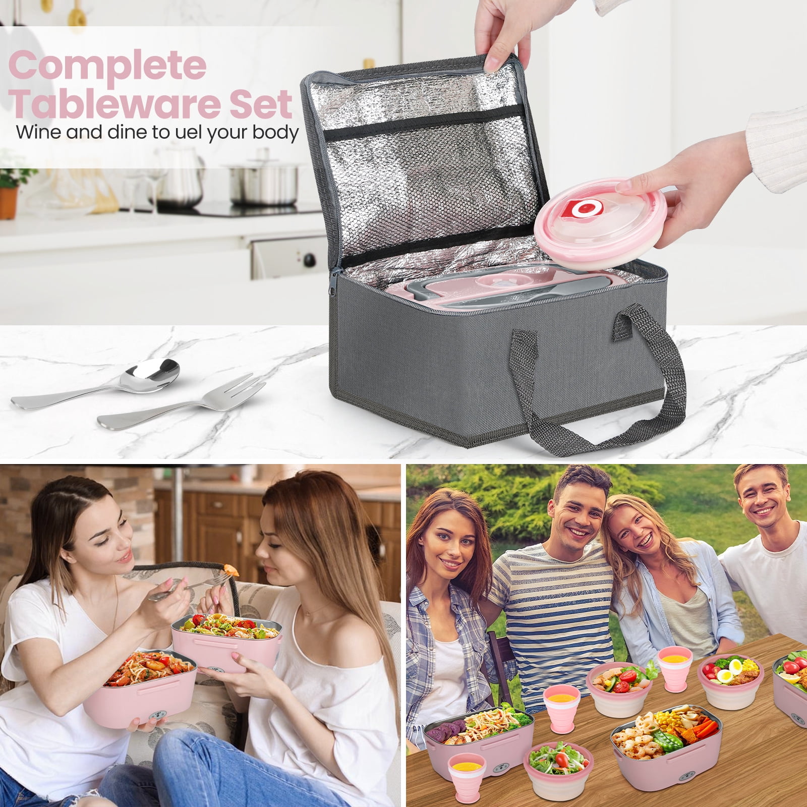 ARC Portable Leak Proof Plastic Stainless Steel Electric Reusable Lunch Box