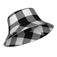 thumbnail image 2 of Easygdp White And Black Plaid Double-Sided Reflective Fisherman Hat for Outdoor and Night Walking, Unisex, 2 of 9
