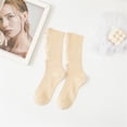 thumbnail image 3 of Socks Women Beggar Shabby Ripped Hole Socks Ribbed Knit Fluorescent Solid Color Skateboard Tube Hosiery Compression Socks for Women Beige One Size, 3 of 4
