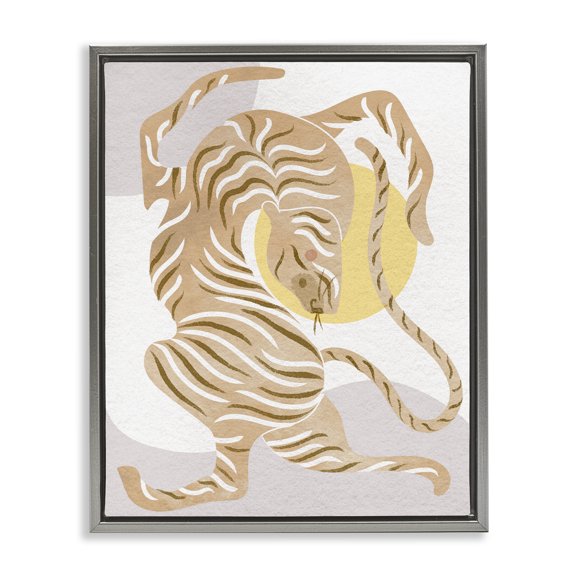 Stupell Industries Modern Geometric Tiger Stripes Shapes Gray Floating Frame Canvas Art, 17 x 21, by Lil' Rue