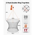 thumbnail image 2 of KFFKFF Double Ring Crab Trap, 24-inch Top and 20-inch Bottom, Foldable Fishing Net with Gauge, 60 ft Rope, Wire Grid Base, Ideal for Rock and Blue Crab, Suitable for Dock and Pier Crabbing, Set of 2, 2 of 9