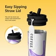 thumbnail image 3 of 18oz Travel Coffee Mug, 316 Stainless Steel Vacuum Insulated Tumbler with 2-in-1 Straw Lid & Strap, Liquid & Marble Print, 3 of 6